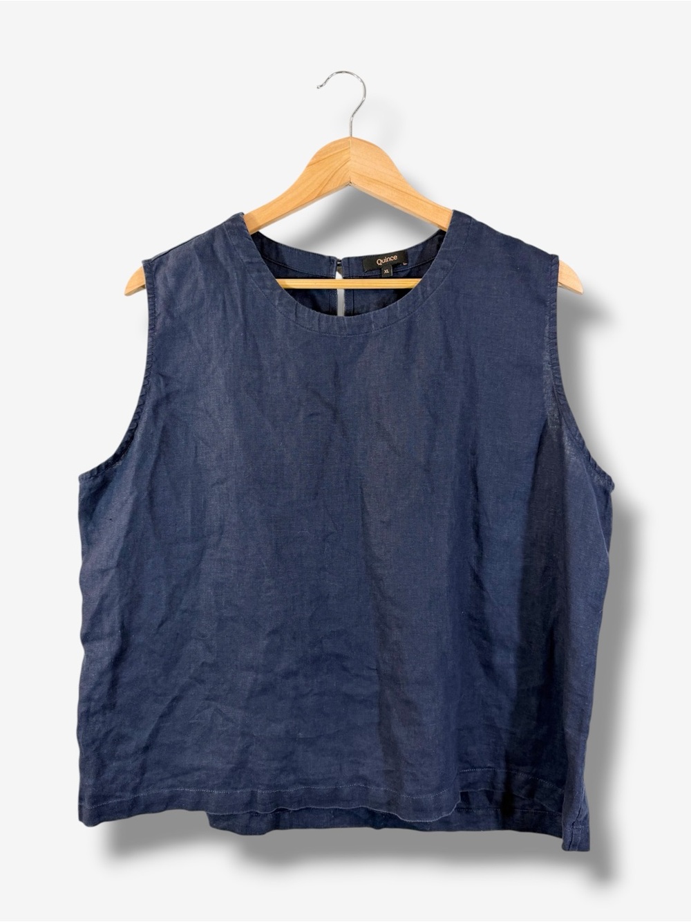 Quince Deep Navy Linen Sleeveless Tank XL Relaxed Shell Minimalist
